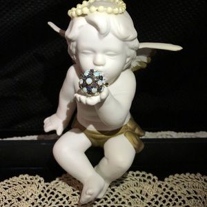 VINTAGE 10K FIREY OPAL BLUE SAPPHIRE RING GORGEOUS